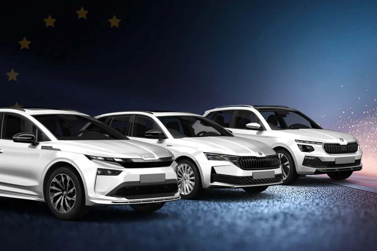 Bild zeigt 3 weiße Skoda modelle